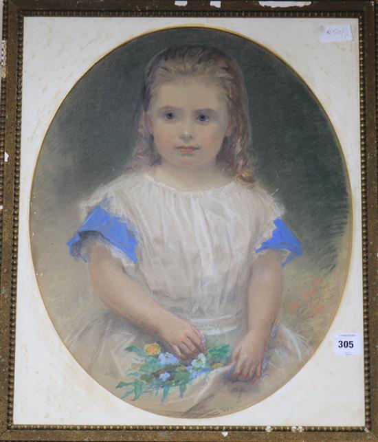 An Otto Leydey pastel of a young girl, 40 x 53cm